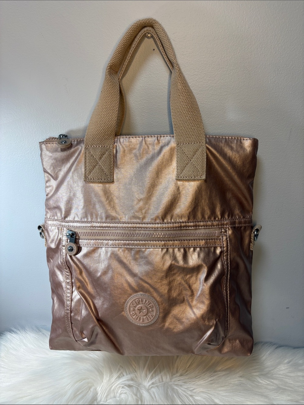 Kipling Metallic Copper Tote Bag
